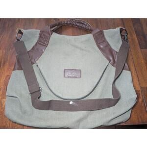 Crosse Jackson Canvas Leather Duffel Bag Green Brown Vintage Style Travel Bag